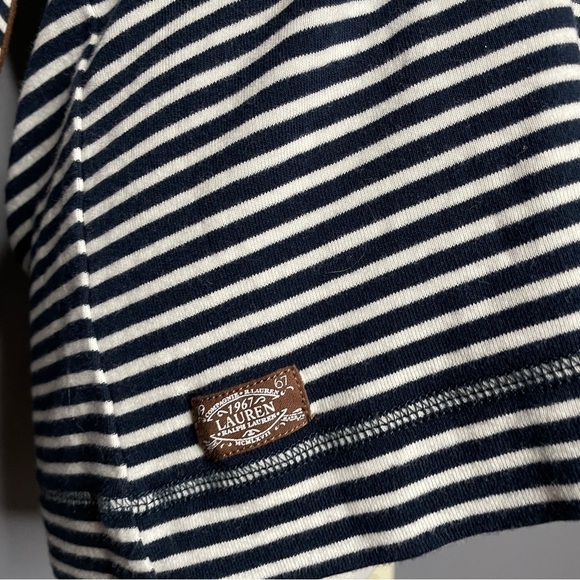 Lauren Ralph Lauren 100% cotton striped leather zipper shoulder elbow size 1X - Picture 7 of 8